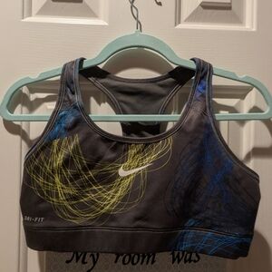 Grey Blue And Yellow Swirl Nike Sports Bra